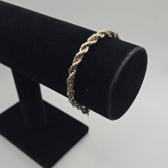 Tiffany & Co Sterling Silver and 18k Gold Twist Rope Chain Bracelet - Picture 1 of 6